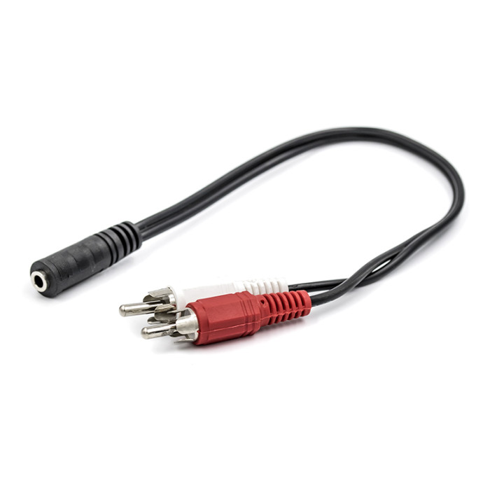 Аудио переходник PowerPlant 3.5 мм female - 2хRCA male, Black