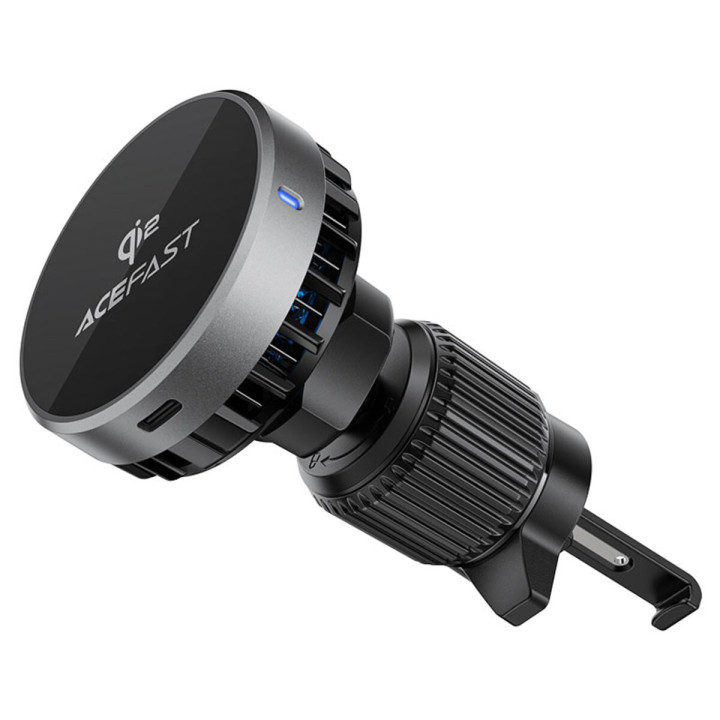 Автодержатель для смартфона ACEFAST D40 Qi2 Magnetic Wireless Charging car holder with Ice Cooling for air vent, Metal gray