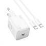 Сетевое зарядное устройство HOCO N40 Mighty Type-C PD20W кабель Type-C to Type-C 1m, White