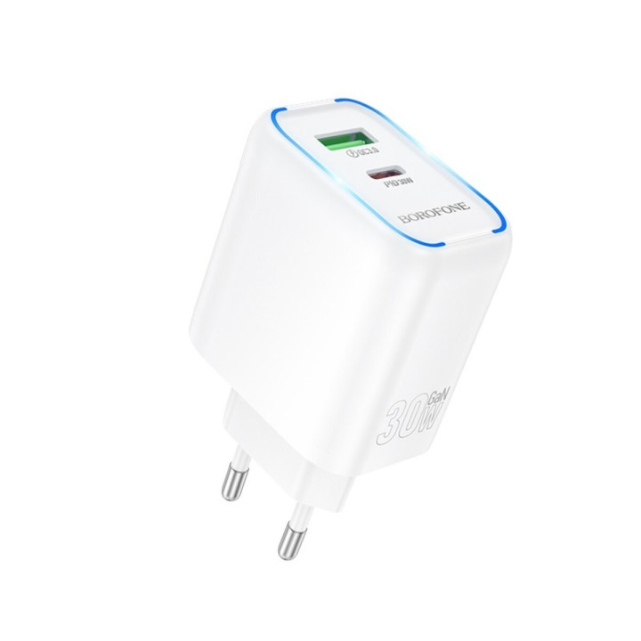 Сетевое зарядное устройство BOROFONE BA89A Destello PD30W / QC3.0, White