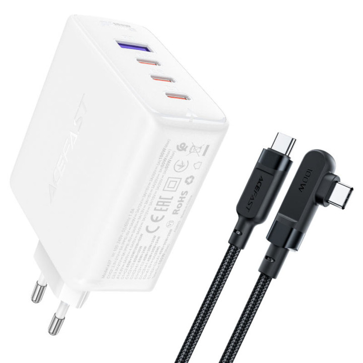 Сетевое зарядное устройство ACEFAST A37 PD100W GaN 1.8 А, White