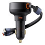 Автомобильное зарядное устройство Baseus Enjoyment Pro Car Charger C / Retractable C & iP Cable 60W Cluster, Black ( C00057802111-00 )