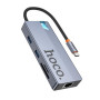 USB Hub HOCO HB52 Wow 8-in-1 multi-function converter (HDTV / RJ45 / SD / TF / PD / Type-C / USB), Deep Space Gray