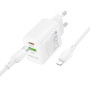 Сетевое зарядное устройство BOROFONE BN29 Fuente PD30W / QC3.0 cable Type-C to Lightning 1m, White
