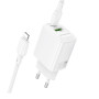 Сетевое зарядное устройство BOROFONE BN29 Fuente PD30W / QC3.0 cable Type-C to Lightning 1m, White