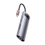 USB-Hab Baseus Metal Gleam Series 8 in 1 Multifunctional Type-C to HDMI / USB3.0 / PD / RJ45 / SD, Gray