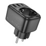 Сетевое зарядное устройство BOROFONE BAC14 Wide 1-socket / 2USB / Type-C / EU / GER 3A, Black