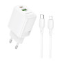 Сетевое зарядное устройство BOROFONE BN29 Fuente PD30W / QC3.0 cable Type-C to Lightning 1m, White