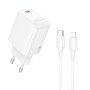 Сетевое зарядное устройство BOROFONE BN28 Fuente single port PD30W / QC3.0 cable Type-C to Lightning, White