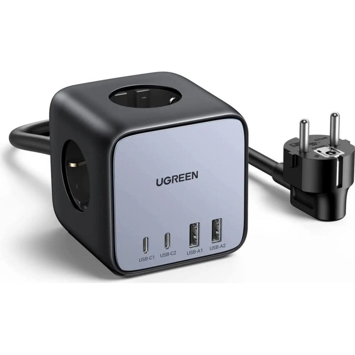 Сетевое зарядное устройство UGREEN CD268 65W DigiNest Cube (2C 2A), Black
