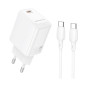 Сетевое зарядное устройство BOROFONE BN28 PD30W / QC3.0 2.5 A cable Type-C to Type-C, White