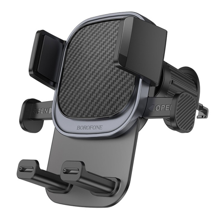 Автодержатель для телефона BOROFONE BH120 Delightful one-button car holder (air outlet), Black Gray