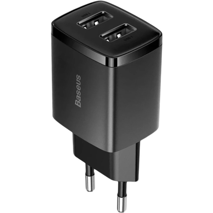 Сетевое зарядное устройство Baseus Compact Charger 2-USB 10.5W, Black