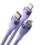 Кабель Baseus Flash Series Ⅱ Two-for-three Charging USB / Type-C to Micro-USB / Lightning / Type-C 100W 1.2m, Purple