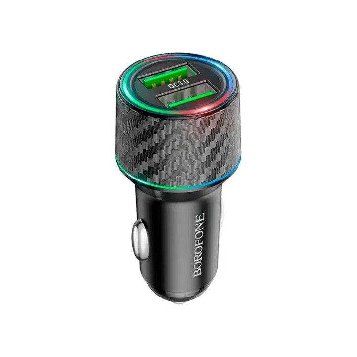 Автомобильное зарядное устройство BOROFONE BZ21A Brilliant 36W dual port QC3.0, Black