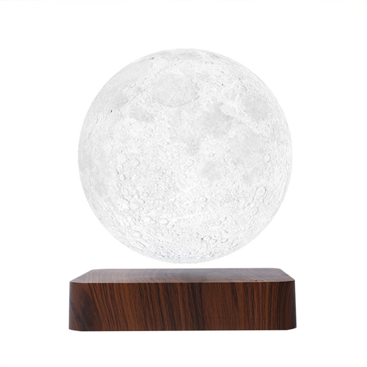 Магнитная левитационная лампа HCNT Levitating Lamp Moon Dark Wood Grain