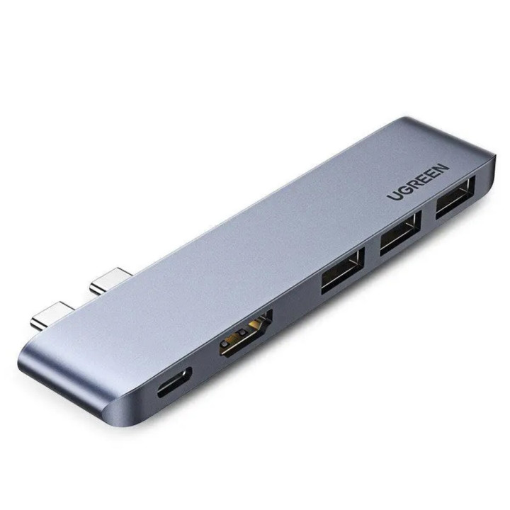 USB-Хаб UGREEN CM251 Dual USB-C To HDMI / USB 3.0 A / Type C, Space-Gray