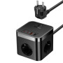 Сетевое зарядное устройство для Baseus PowerCombo Cube Power Strip 3EU / 2USB / 2Type-C 30W 1.5m 30W, Cluster Black ( E00066400117-00 )