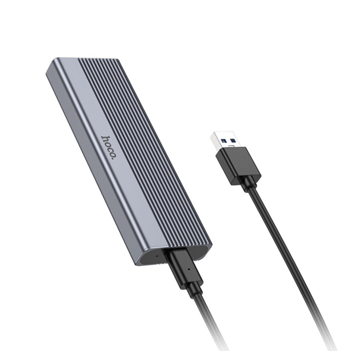 Наружный карман для SSD HOCO HB47 M.2 SSD Enclosure (USB3.1/6Gbps), Metal Gray