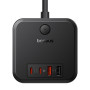Сетевое зарядное устройство для Baseus PowerCombo Cube Power Strip 3EU / 2USB / 2Type-C 30W 1.5m 30W, Cluster Black ( E00066400117-00 )