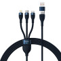 USB Data Кабель Baseus Flash Series Ⅱ Two-for-three 100W 1.2m, Blue ( CASS030103 )