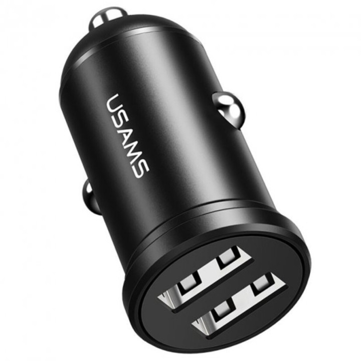 Автомобильное зарядное устройство для Usams US-CC114 C20 Dual USB 2.4A, Black