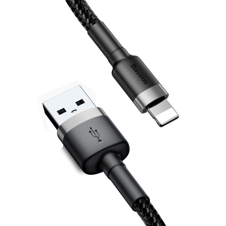 Data-кабель Baseus Cafule Cable USB to Lightning 2.4A 1m, Gray-Black