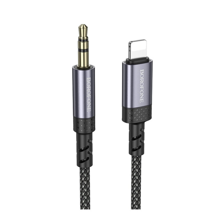 Переходник BOROFONE BL24 Graceful digital audio conversion cable AUX to Lightning, Metal Grey