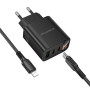 Сетевое зарядное устройство BOROFONE BA98A PD30W / QC3.0 cable Type-C to Lightning, Black