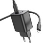 Сетевое зарядное устройство HOCO N42 PD45W / QC3.0 2.25 A cable Type-C to Lightning, Black