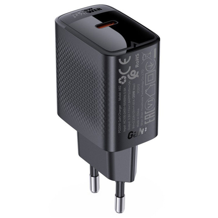 Сетевое зарядное устройство ACEFAST A82 PD20W / QC3.0, Black