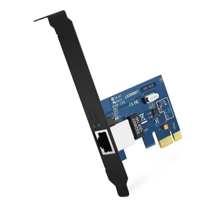 Сетевая карта для PC UGREEN US230 Gigabit 10 / 100 / 1000Mbps PCI Express Network Adapter, Black