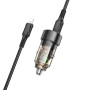 Автомобильное зарядное устройство BOROFONE BZ20 Smart 38W dual port PD20W + QC3.0 Cable Type-C to Lightning, Transparent Black