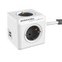 Сетевой удлинитель Allocacoc PowerCube Extended с заземлением 4 розетки 2 USB 1.5м, Grey