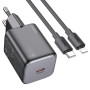 Сетевое зарядное устройство HOCO N40 PD20W / QC3.0 cable Type-C to Lightning, Black