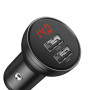 Автомобильное зарядное устройство Baseus Digital Display Dual USB 4.8A 24W cable 3-in-1 1.2m, Black ( TZCCBX-0G )