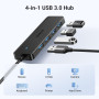 USB HUB UGREEN CM219 4-Port USB 3.0 1m, Black