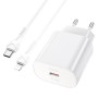 Сетевое зарядное устройство HOCO N22 PD25W / QC3.0 cable Type-C to Lightning, White