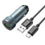 Автомобильное зарядное устройство HOCO Z49A Level single port QC3.0 18W + cable Type-C, Metal Gray