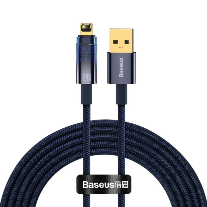 Data Кабель Baseus Explorer Series Auto Power-Off USB to Lightning 2.4A 2m, Blue ( CATS000503 )