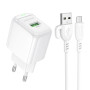 Сетевое зарядное устройство BOROFONE BAS42A Potential USB QC3.0 18W cable Micro-USB (EU) 1m, White
