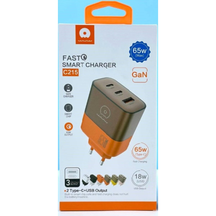 Сетевое зарядное устройство WUW C215 PD65W / QC4.0, Brown - Orange