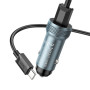 Автомобильное зарядное устройство HOCO Z49A Level single port QC3.0 18W + cable Type-C, Metal Gray