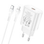 Сетевое зарядное устройство HOCO N22 PD25W / QC3.0 cable Type-C to Lightning, White
