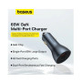 Автомобильное зарядное устройство Baseus Golden Contactor Pro GaN USB / 2 Type-C 65W, Lunar Gray ( C00035202841-00 )