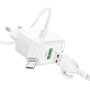 Сетевое зарядное устройство BOROFONE BAS42A Potential USB QC3.0 18W cable Micro-USB (EU) 1m, White