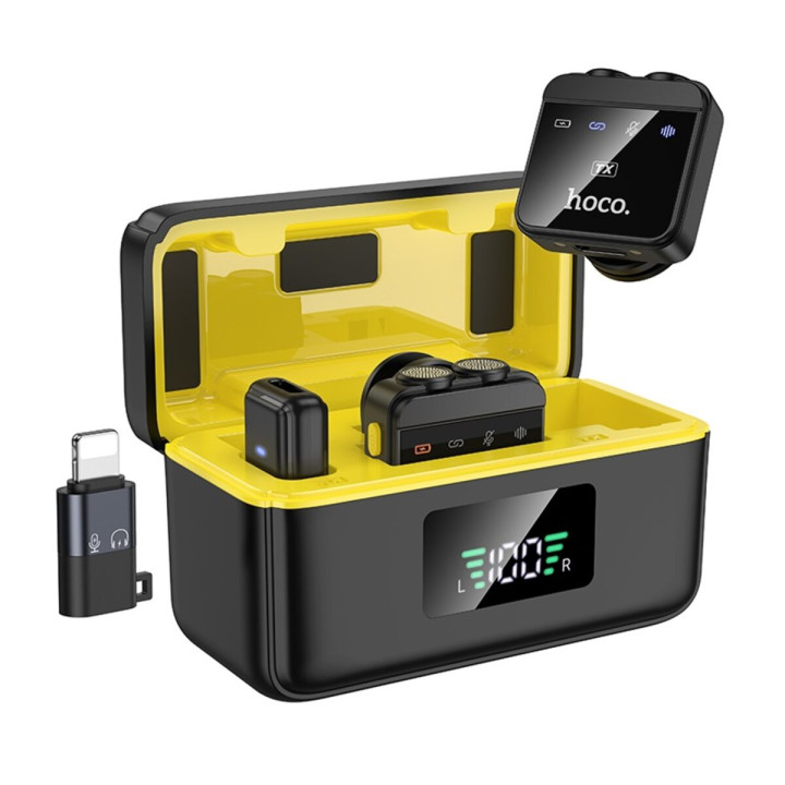 Беспроводная микрофонная система HOCO L17 Type-C (female) – Lightning (male) 600mAh, Black