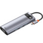 USB - хаб Baseus Metal Gleam Series 9-in-1 Multifunctional Type-C to HDMI / USB 3.0 / PD / RJ45 / SD / TF / VGA, Gray ( CAHUB-CU0G )