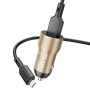 Автомобильное зарядное устройство BOROFONE BZ19A Wisdom USB QC3.0 cable Micro-USB 18W, Gold