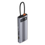 USB - хаб Baseus Metal Gleam Series 9-in-1 Multifunctional Type-C to HDMI / USB 3.0 / PD / RJ45 / SD / TF / VGA, Gray ( CAHUB-CU0G )